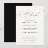 Elegant Wedding op Roos Gold Calligrafie Kaart (Voorkant / Achterkant)