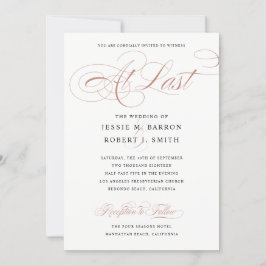Elegant Wedding op Roos Gold Calligrafie Kaart