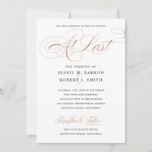 Elegant Wedding op Roos Gold Calligrafie Kaart