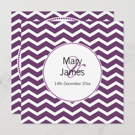 Elegant Wedding Paars Chevron Pattern Kaart (Voorkant / Achterkant)