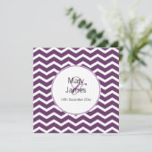 Elegant Wedding Paars Chevron Pattern Kaart (Staand voorkant)