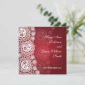 Elegant Wedding Paisley Lace Red Kaart (Staand voorkant)