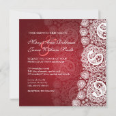 Elegant Wedding Paisley Lace Red Kaart (Achterkant)