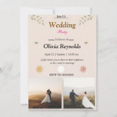 Elegant Wedding Party Invitation with Photo Kaart (Voorkant)