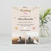 Elegant Wedding Party Invitation with Photo Kaart (Staand voorkant)