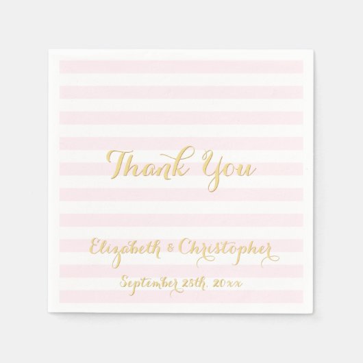 Elegant Wedding Party Pink Faux Gold Paper Napkins Servet (Voorkant)