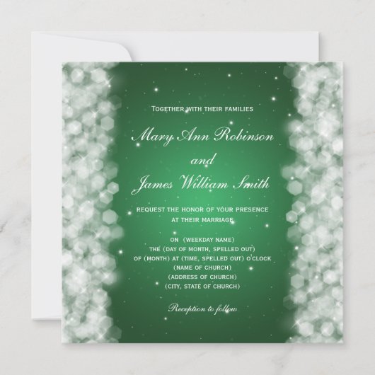 Elegant Wedding Party Sparkle Emerald Green Kaart (Voorkant)