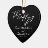 Elegant Wedding Pas getrouwd Foto Aangepast zwart Keramisch Ornament (Links)