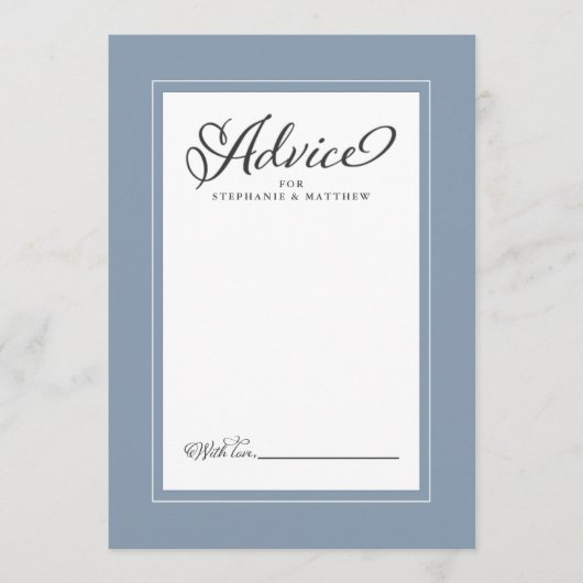 Elegant Wedding Pas getrouwd wil blauwe grens Advieskaart (Voorkant)