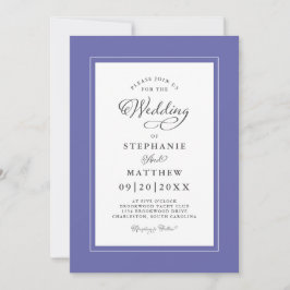 Elegant Wedding Periwinkle Blue Modern Calligrafie Kaart