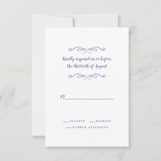 Elegant Wedding Periwinkle Classic minimalist RSVP Kaartje (Voorkant)