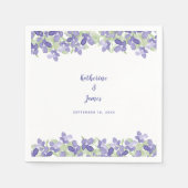 Elegant Wedding Periwinkle Floral Waterverf Paper Servet (Voorkant)