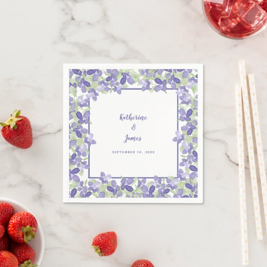 Elegant Wedding Periwinkle Waterverf Floral paper Servet (Insitu)