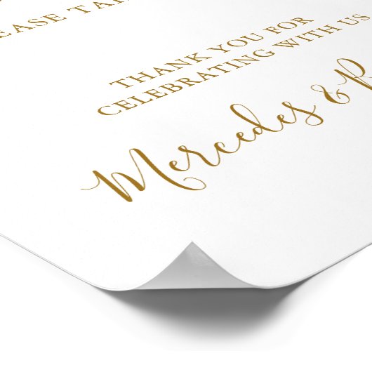 Elegant Wedding Personalized Gold Favors Table Poster (Hoek)
