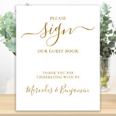 Elegant Wedding Personalized Gold Guest Book Sign Poster