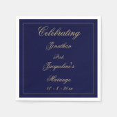 Elegant Wedding Personalized Navy Blue Gold Paper Servet (Voorkant)