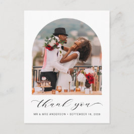 Elegant Wedding Photo Arched Lijst Dank je wel Briefkaart