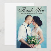 Elegant Wedding Photo Black Script Bedankkaart (Voorkant / Achterkant)