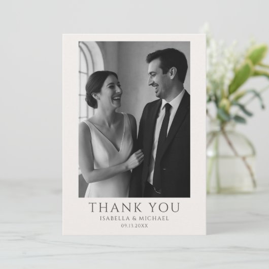Elegant Wedding Photo Card With Message Bedankkaart (Staand voorkant)