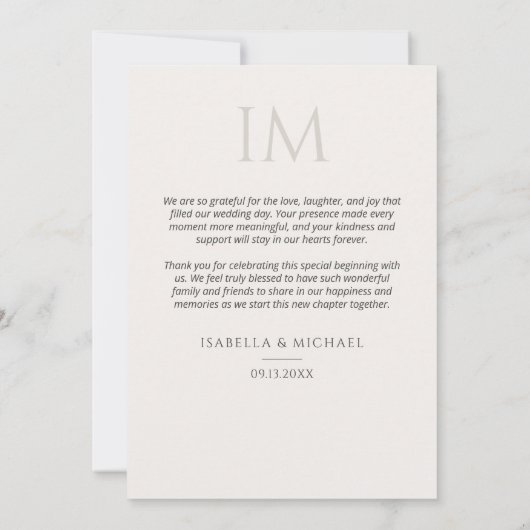 Elegant Wedding Photo Card With Message Bedankkaart (Achterkant)