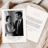 Elegant Wedding Photo Card With Message Bedankkaart
