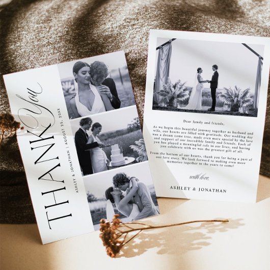 Elegant Wedding Photo Collage Hartelijk dank Bedankkaart