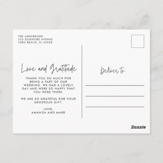 Elegant Wedding Photo Collage Hartelijk dank Briefkaart (Achterkant)