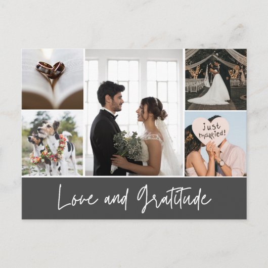 Elegant Wedding Photo Collage Hartelijk dank Briefkaart (Voorkant)