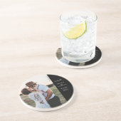 Elegant Wedding Photo Engagement Party Zandsteen Onderzetter (Zijkant)