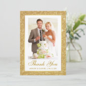 Elegant Wedding Photo Gold Glitter Lijst Bedankkaart (Staand voorkant)