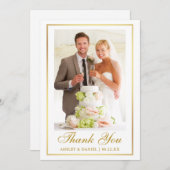 Elegant Wedding Photo Gold Lijst Bedankkaart (Voorkant / Achterkant)