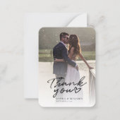 Elegant Wedding Photo Hand-Lettered Bedankt Notitiekaartje (Voorkant)
