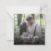Elegant Wedding Photo Hand-Lettered Bedankt Notitiekaartje (Voorkant)