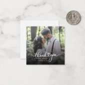 Elegant Wedding Photo Hand-Lettered Bedankt Notitiekaartje (Voorkant / Achterkant in situ)