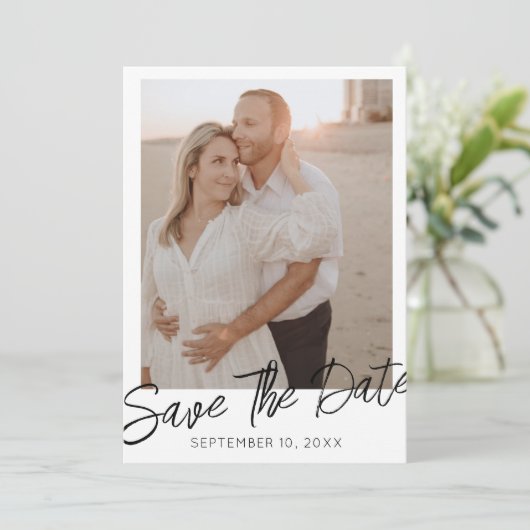 Elegant Wedding Photo Save the Date Kaart (Staand voorkant)