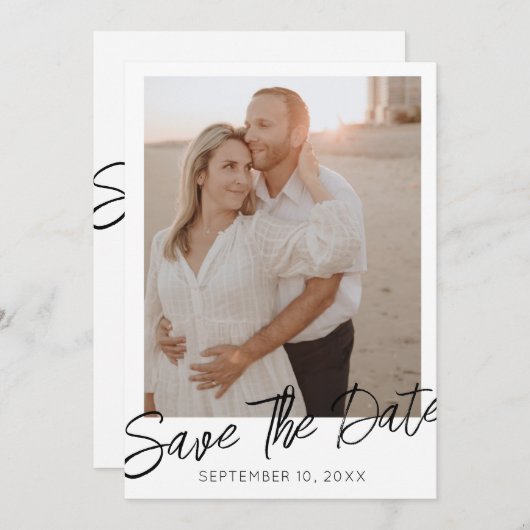 Elegant Wedding Photo Save the Date Kaart (Voorkant / Achterkant)
