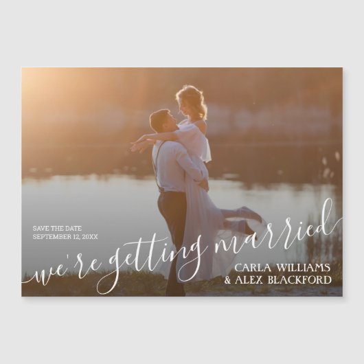 Elegant Wedding Photo Save the Date Magnetic Kaart (Voorkant)