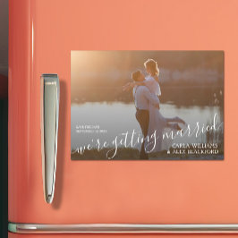 Elegant Wedding Photo Save the Date Magnetic Kaart