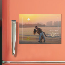 Elegant Wedding Photo Save the Date Magnetic Kaart