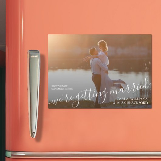 Elegant Wedding Photo Save the Date Magnetic Kaart