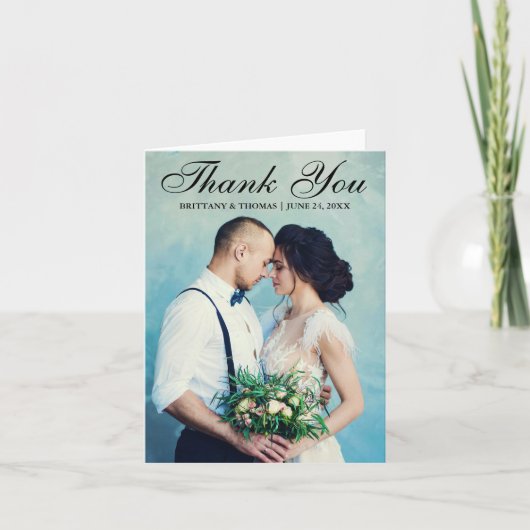 Elegant Wedding Photo Script Dank u Kaart notitie (Voorkant)