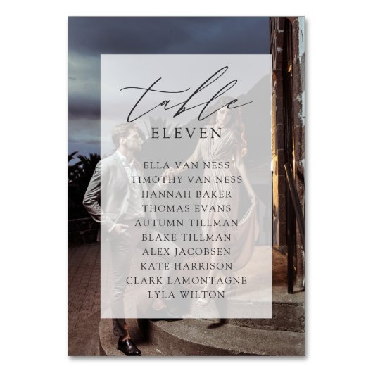 Elegant Wedding Photo Seating Chart Kaart (Achterkant)