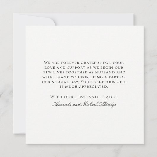 Elegant Wedding Photo Thank You Bedankkaart (Achterkant)