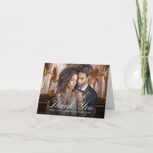 Elegant Wedding Photo Thank You Bedankkaart (Voorkant)