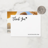 Elegant Wedding Photo Thank You Newlyweds Couple Notitiekaartje (Voorkant / Achterkant in situ)