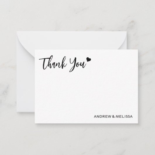 Elegant Wedding Photo Thank You Newlyweds Couple Notitiekaartje (Voorkant)