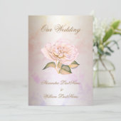 Elegant Wedding Pink Marble Roos Cream Kaart (Staand voorkant)
