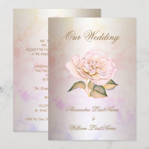 Elegant Wedding Pink Marble Roos Cream Kaart