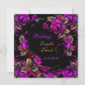 Elegant Wedding Pink Plum Roos Black Kaart (Voorkant)