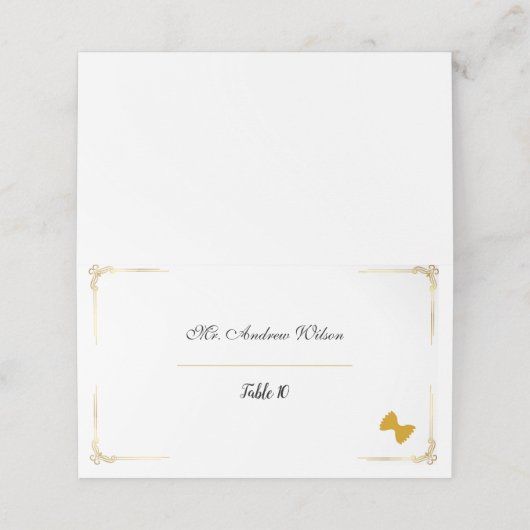 Elegant Wedding Place Cards with Meal Icons Plaatskaartje (Buitenkant ongevouwen)